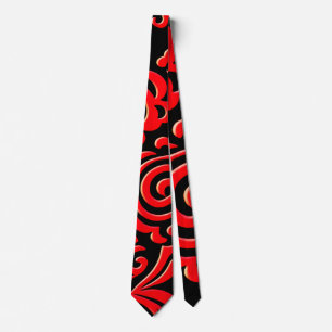 Abstrakt Indonesisk batik Red Black Mönster Slips