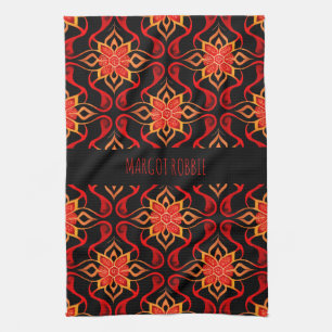 Abstrakt indonesiskt batik-Blommönster Kökshandduk