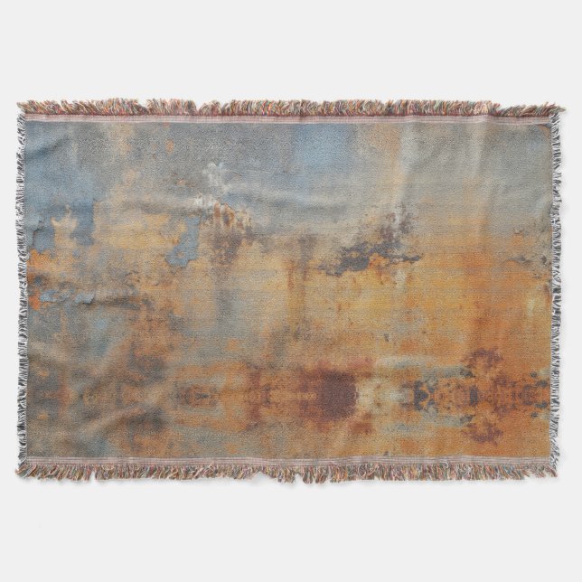 Abstrakt Industrial Blue Grått Terra Cotta Filt (Framsidan)