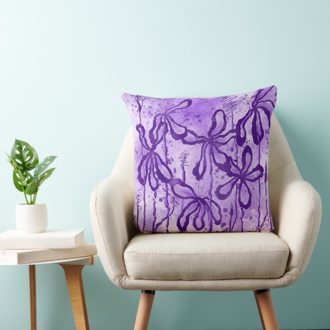Abstrakt Inked Flowers Lila Lilies Kudde (Stol)