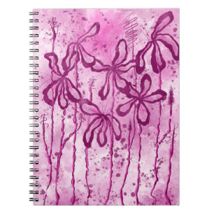 Abstrakt Inked Flowers Rosa Lilies Anteckningsbok