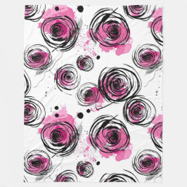 Abstrakt Inky Petals Mönster Fleecefilt