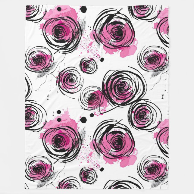 Abstrakt Inky Petals Mönster Fleecefilt (Framsidan)