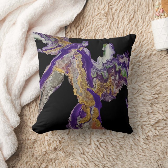 Abstrakt inom Lila - Vätskerakryl på en Kudde (Filt)