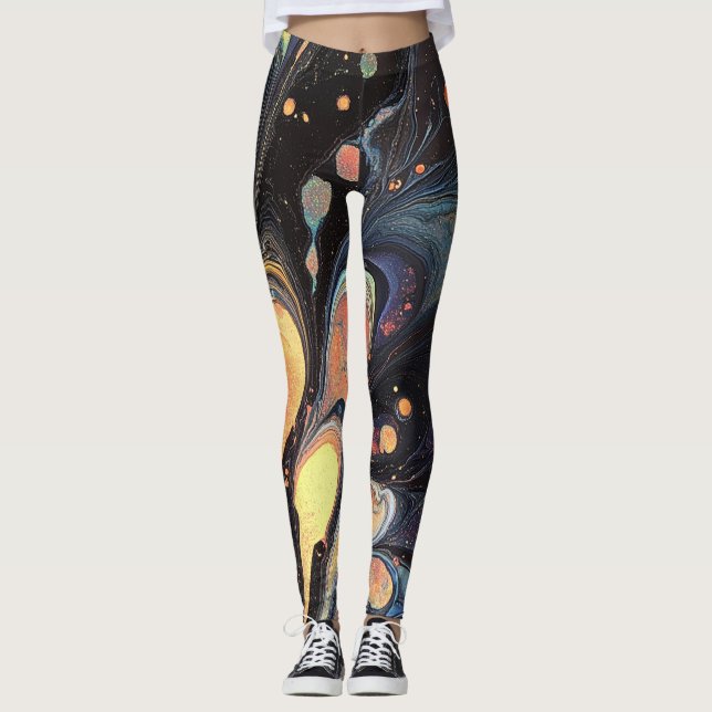 Abstrakt Iridescent Art Leggings (Framsida)