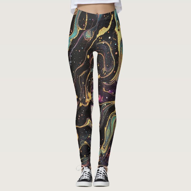 Abstrakt Iridescent Art Leggings (Framsida)