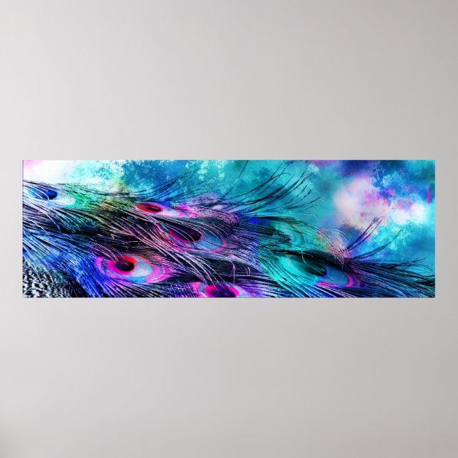 Abstrakt Iridescent Peacock Feathers Poster (Framsidan)