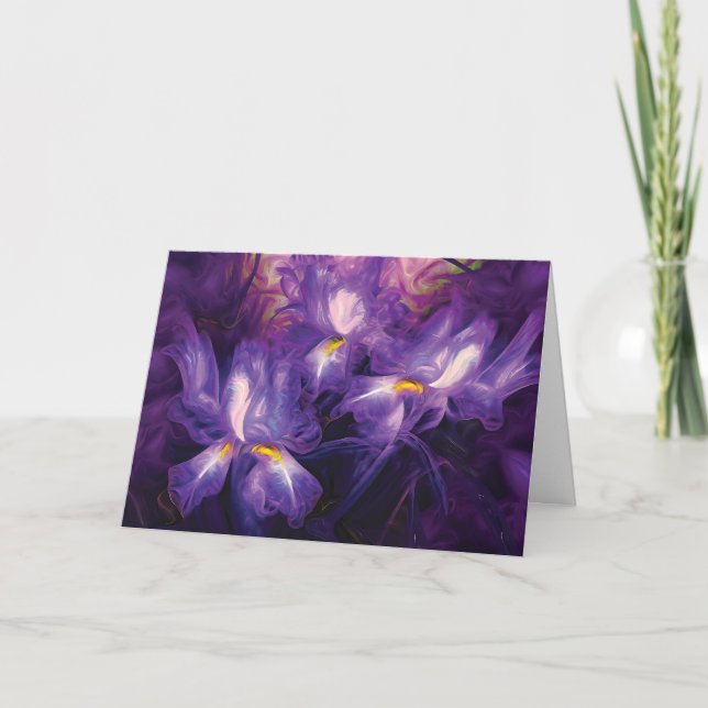 Abstrakt Iris Flowers "Grattis på födelsedagen!" H Kort (Framsida)