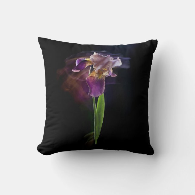 Abstrakt Irisblomma – Elegant blomsterkonst Kudde (Framsida)