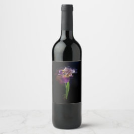 Abstrakt Irisblomma – Elegant blomsterkonst Vinflaska Etikett