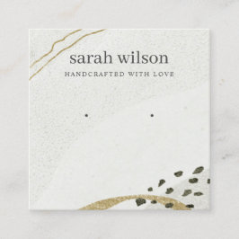 Abstrakt Ivory Black Guld Earring Stud Visning Fyrkantigt Visitkort