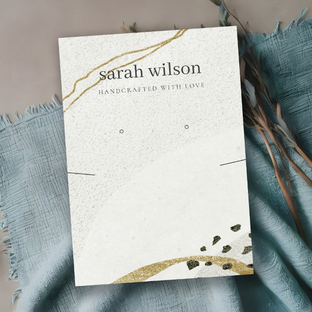 Abstrakt Ivory Black Guld Necklace Earring Visning Visitkort (Skapare uppladdad)