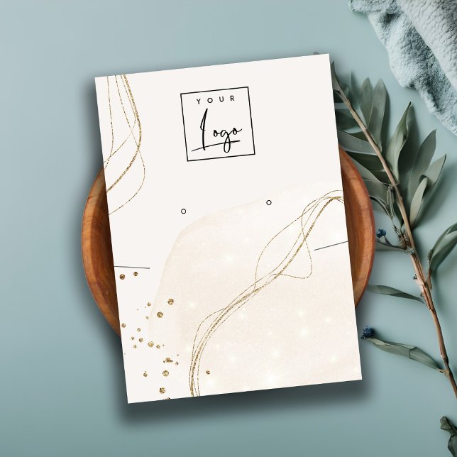 Abstrakt Ivory Guld Necklace Earring Logotyp Visni Visitkort (Skapare uppladdad)