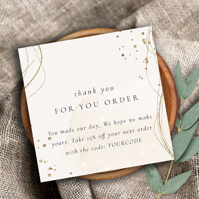 Abstrakt Ivory Guld Tack för orderrabatt Fyrkantigt Visitkort (Skapare uppladdad)