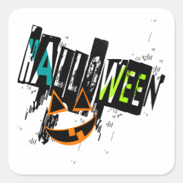 Abstrakt Jack O' Lantern Leende Halloween Fyrkantigt Klistermärke