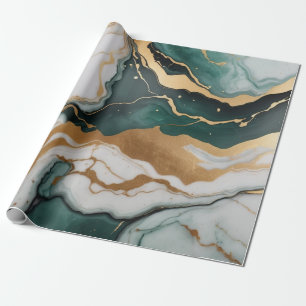 Abstrakt Jade marble struktur med guld accents Presentpapper