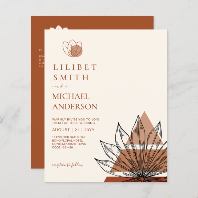 Abstrakt Japandi Scandinavian Geometric Bröllop (Fram/baksida)