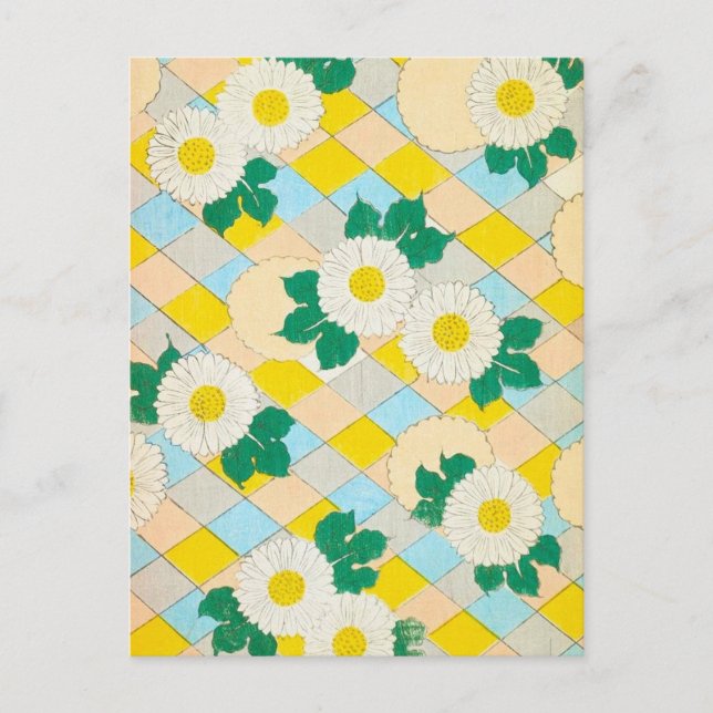 Abstrakt japansk blomdesign-postkort vykort (Framsida)