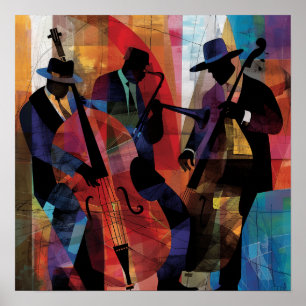 Abstrakt Jazz Musician Art Print Poster