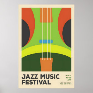 Abstrakt Jazzfestivalaffisch Mid-Century Modern Poster