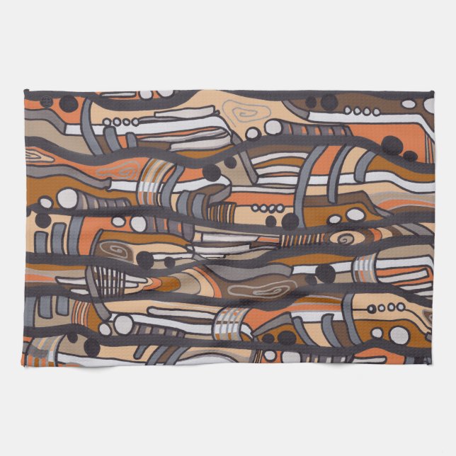 Abstrakt Jazzy Earth Tones Towel Kökshandduk (Horisontell)