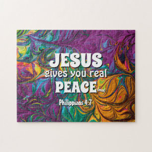 Abstrakt JESUS GE REAL Peace Christian Lila Pussel