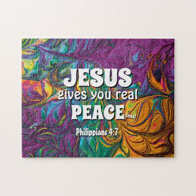 Abstrakt JESUS GE REAL Peace Christian Lila Pussel (Horisontell)