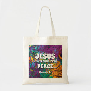 Abstrakt JESUS GE REAL Peace Christian LILA Tygkasse