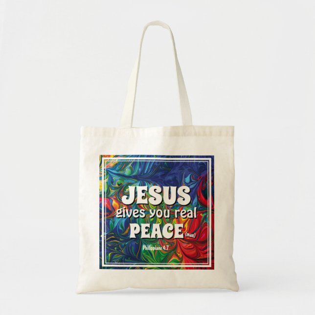 Abstrakt JESUS GER DIG RIKTIG FRID Tygkasse (Framsidan)