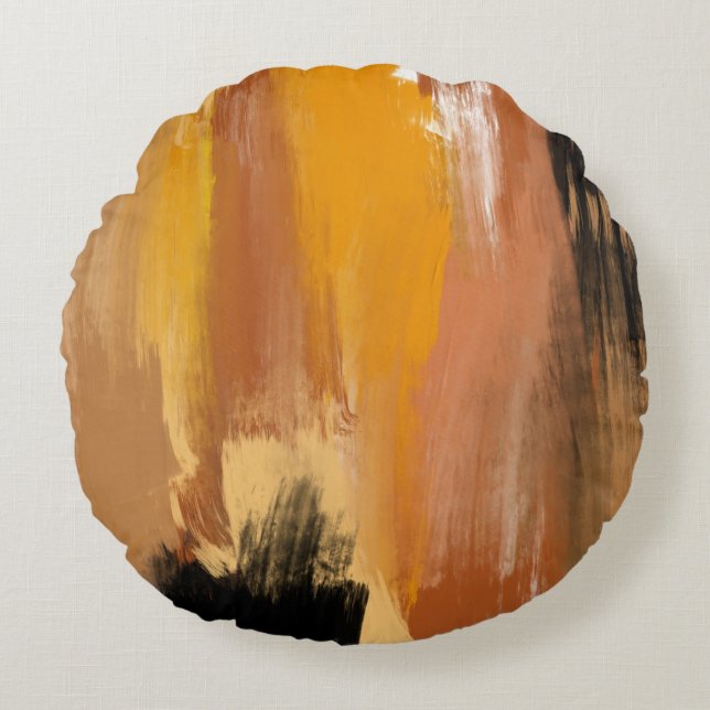 Abstrakt Jordjord Rund Kudde (Framsidan)