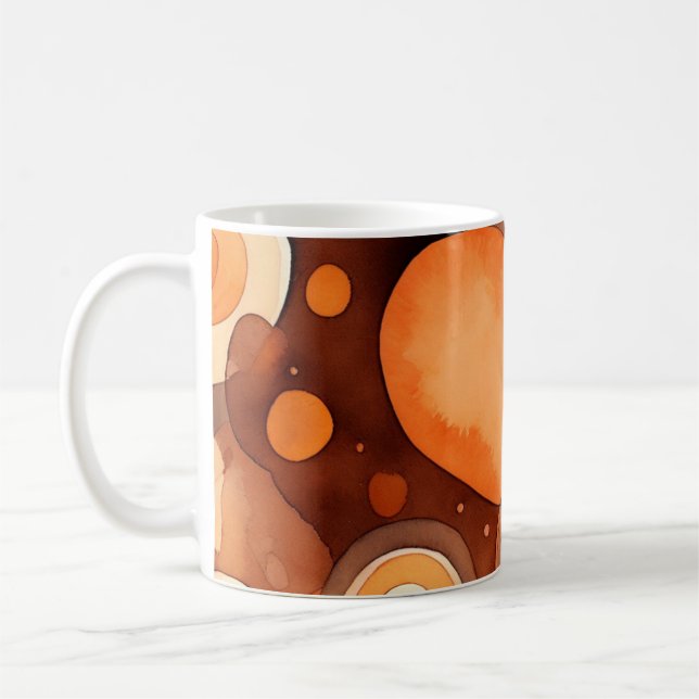 Abstrakt jordton vattenfärg kaffemugg (Vänster)