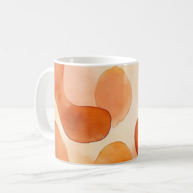 Abstrakt jordton vattenfärg kaffemugg (Framsida vänster)