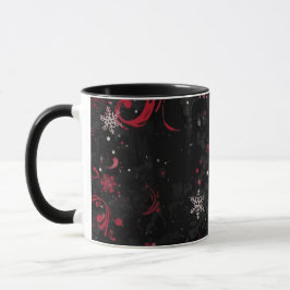 Abstrakt Jul Swirl Mönster på Dramatic Black Mugg