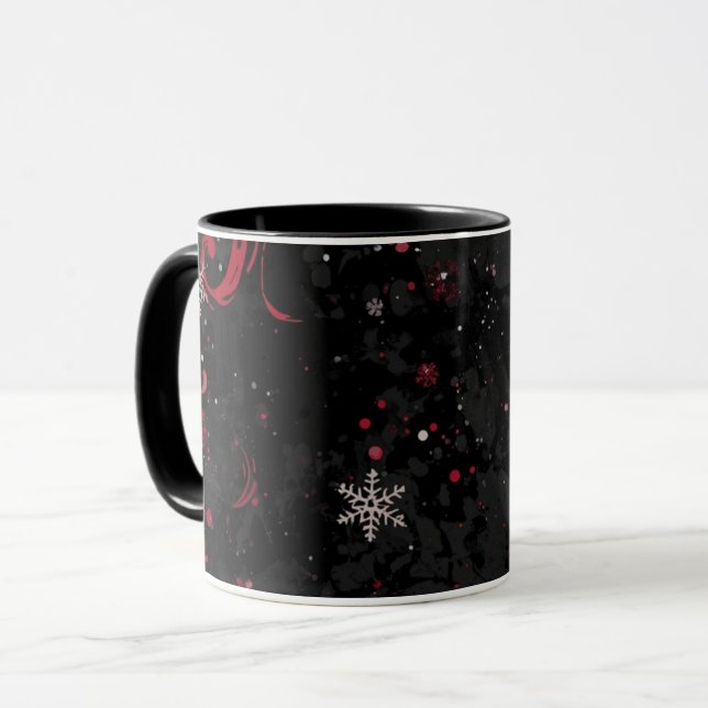 Abstrakt Jul Swirl Mönster på Dramatic Black Mugg (Framsida vänster)