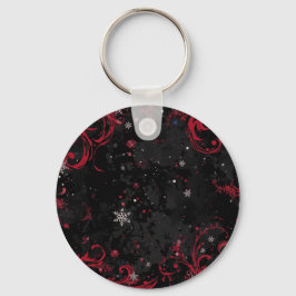 Abstrakt Jul Swirl Mönster på Dramatic Black Nyckelring