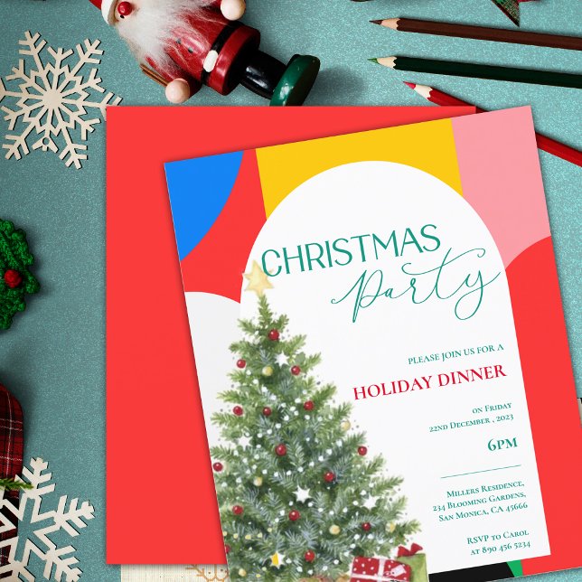 Abstrakt Julfestinladan med Mönster (Abstract Pattern Christmas Party Invitation)