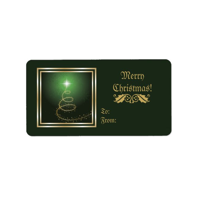 Abstrakt Julgran På etikett för grönt Adressetikett (Framsidan)
