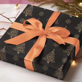 Abstrakt Julgran Snowflake Black Background Presentpapper