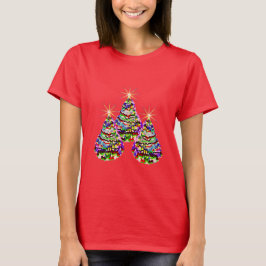 Abstrakt Julgranar Design på Red T Shirt