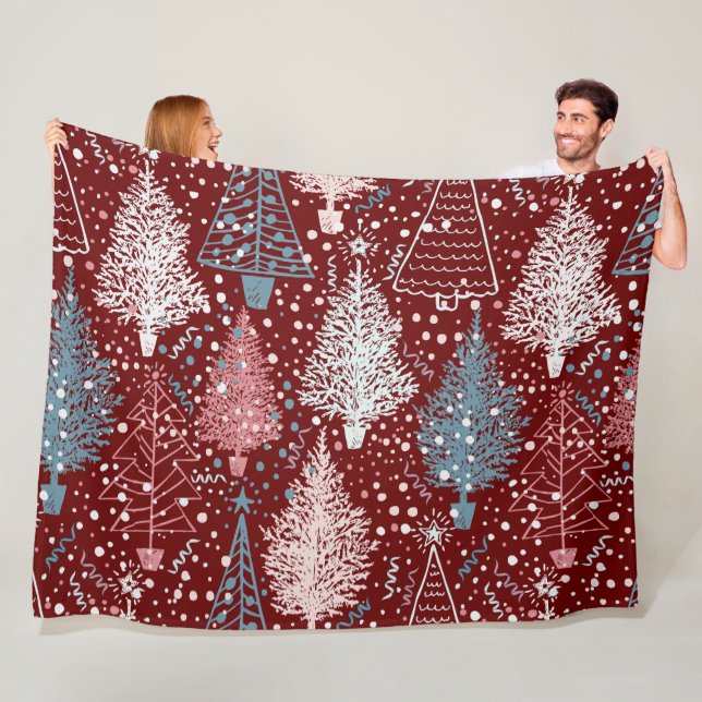 Abstrakt Julgranar Mönster 3 Fleece Blanket (På plats)
