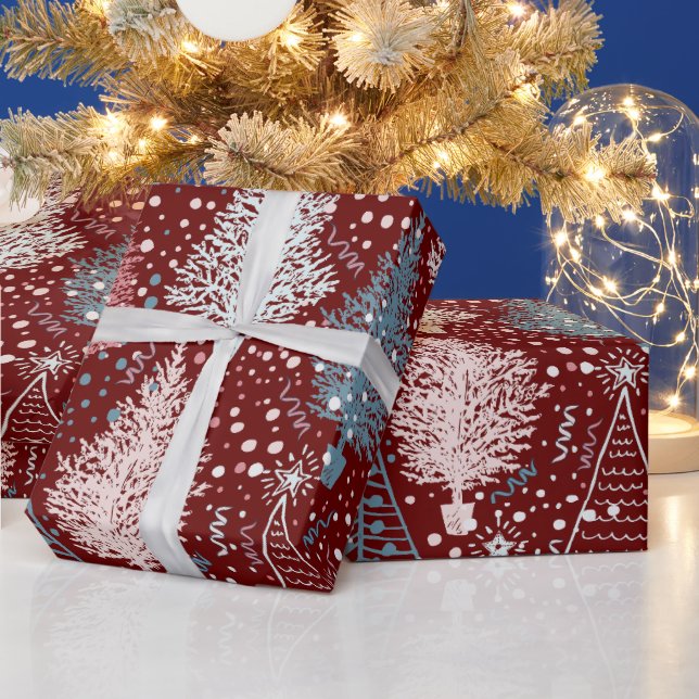 Abstrakt Julgranar Mönster Presentpapper (Helgdagar)