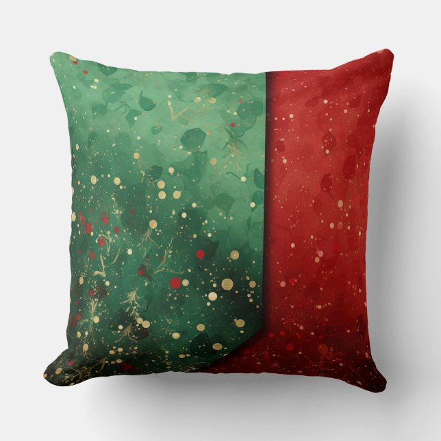 Abstrakt julklapp - Modern Red & Grönt Kudde (Framsida)