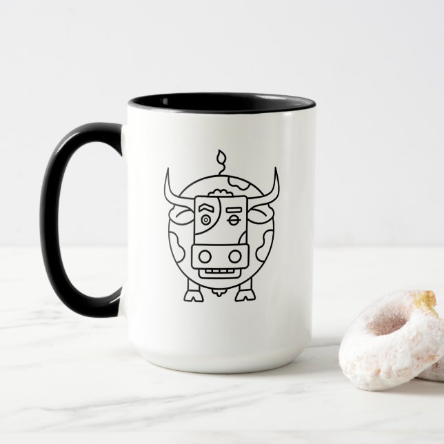 Abstrakt Kaffe/Te-kopp med Ovetande Tjurnstdesign Mugg (Med munk)