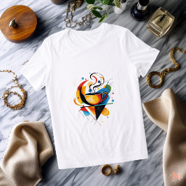 Abstrakt kaffekopp t-shirt | Färgrik konst