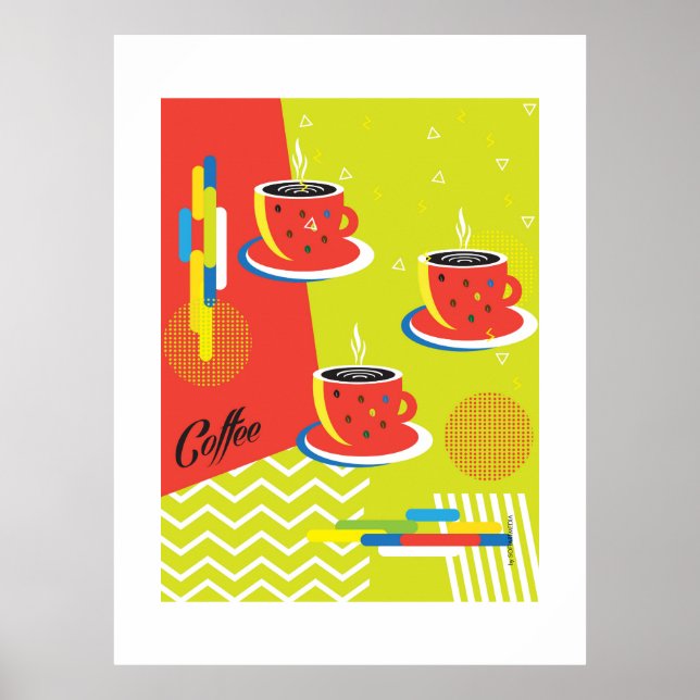 Abstrakt kaffekopp trendig samtida konst poster (Framsidan)