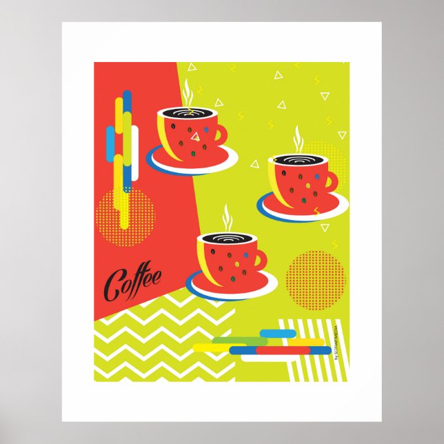 Abstrakt kaffekopp trendig samtida konst poster (Framsidan)