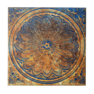 Abstrakt Kaleidoscope Arabesque Mandala Bronze Kakelplatta