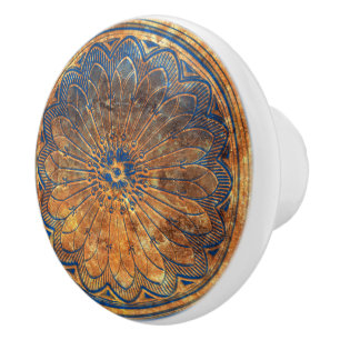 Abstrakt Kalejdoskop Arabesk Mandala Brons Knopp