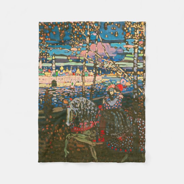Abstrakt Kandinsky Riding lite färgstark Fleecefilt (Framsidan)
