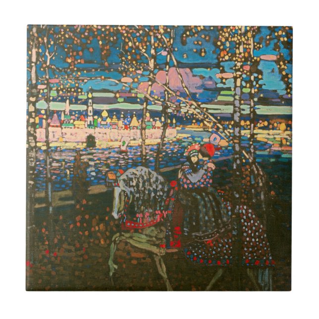 Abstrakt Kandinsky Riding lite färgstark Kakelplatta (Framsidan)